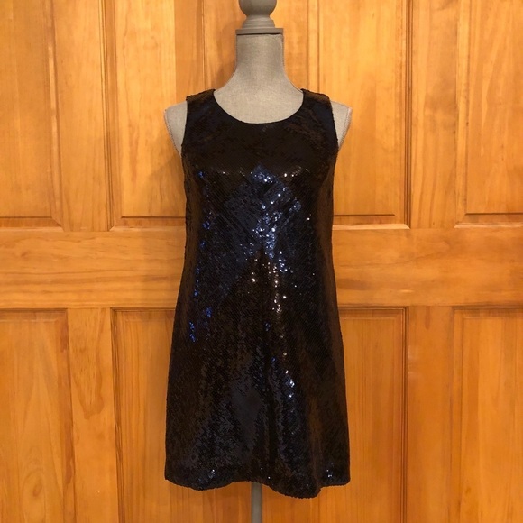Ali Ro Black & Blue Sequin Sleeveless Shift Dress Size 6 Swiftie Reputation Era - Picture 4 of 9